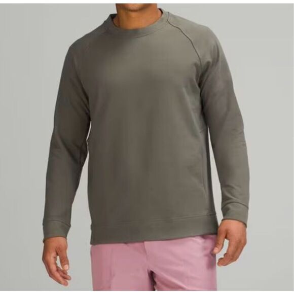 Lululemon Sweater Men  Pullover City Sweat Crew Size Large Zip Stretch - Picture 1 of 6
